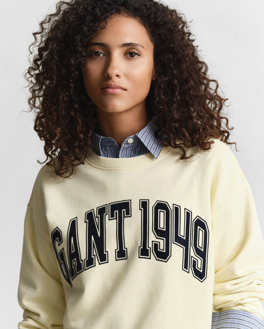 sweatshirt met grafische print en ronde hals - vanillegeel