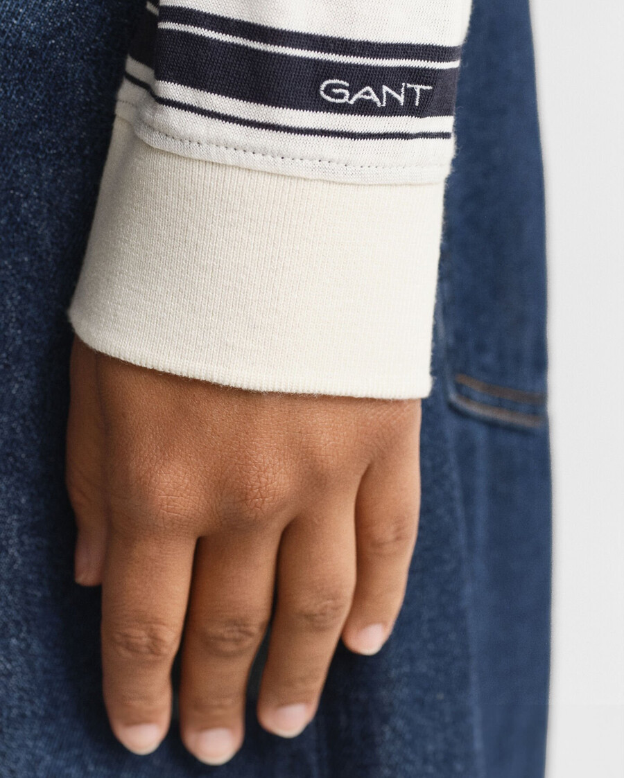 gestreept poloshirt met lange mouwen - crème