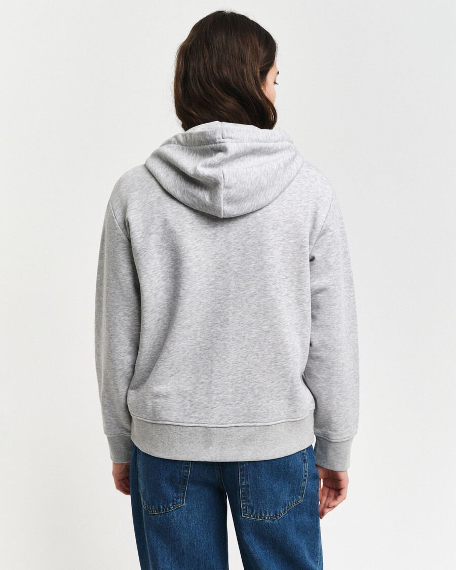 hoodie met shield-rits - lichtgrijs gemêleerd
