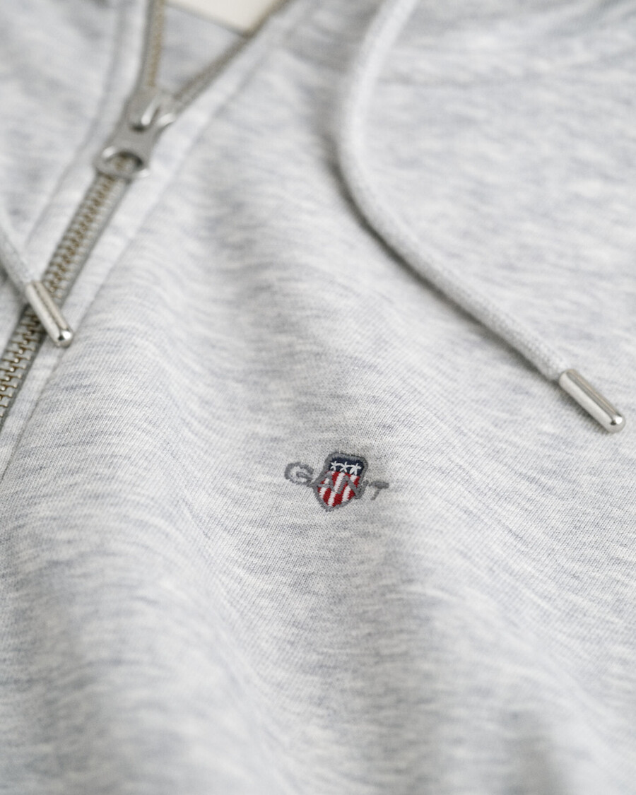 hoodie met shield-rits - lichtgrijs gemêleerd