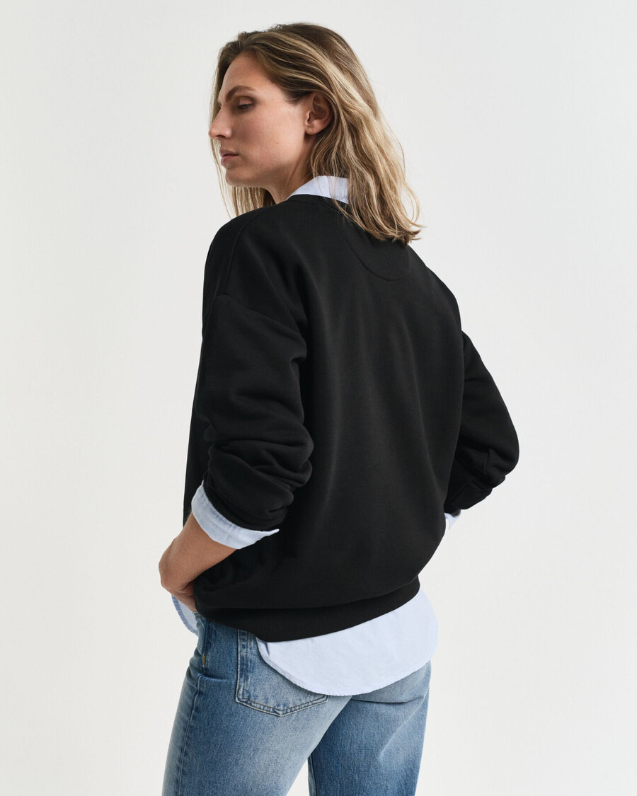 sweatshirt met ronde hals en schildmotief - zwart