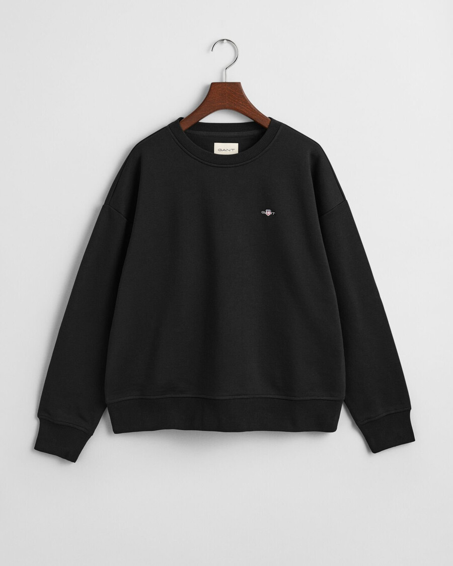 sweatshirt met ronde hals en schildmotief - zwart