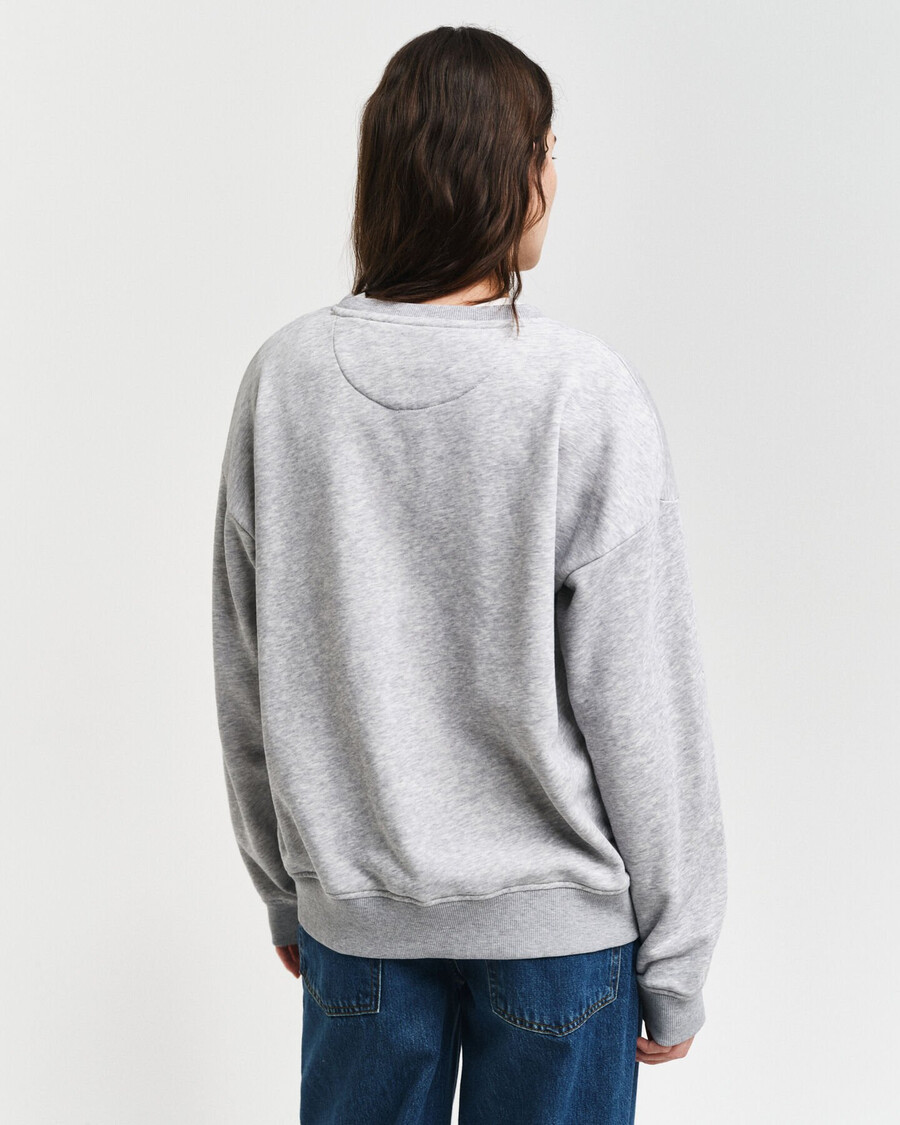 sweatshirt met ronde hals en schildmotief - lichtgrijs gemêleerd