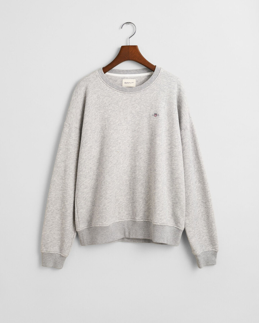 sweatshirt met ronde hals en schildmotief - lichtgrijs gemêleerd