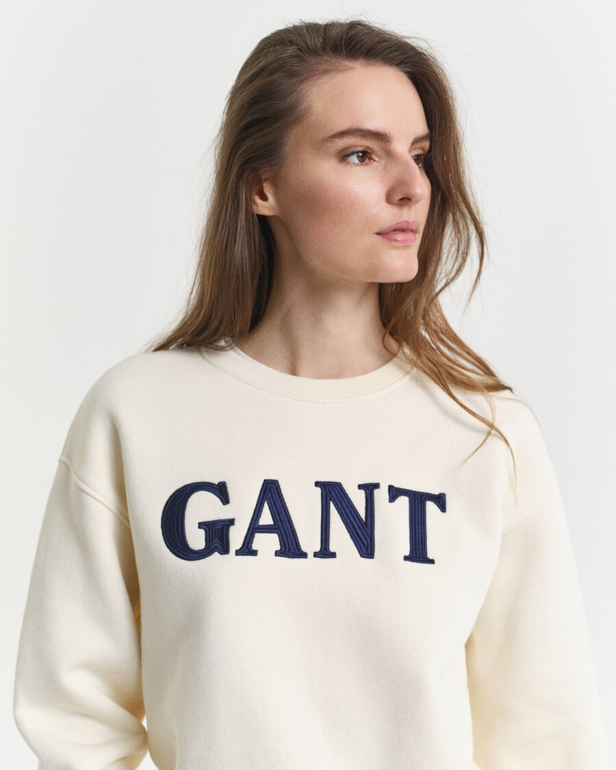 sweatshirt met grafische print en ronde hals - crème