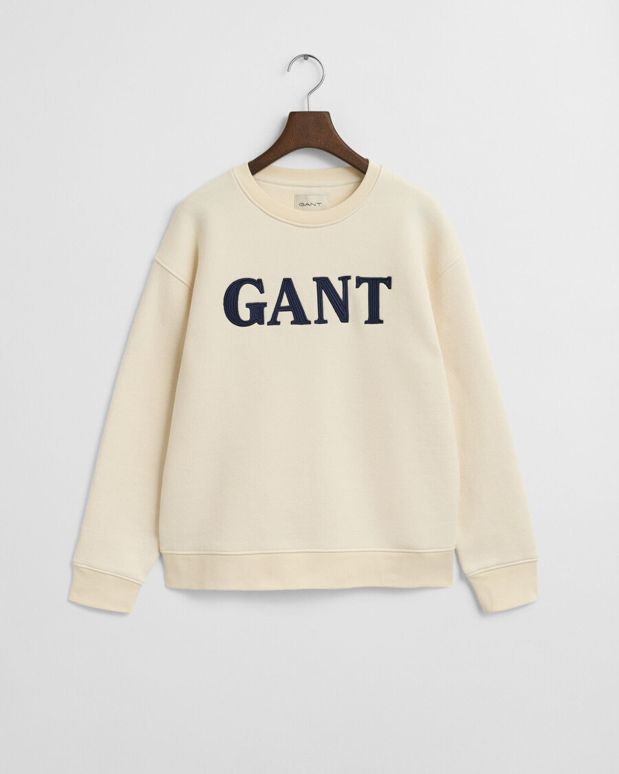 sweatshirt met grafische print en ronde hals - crème