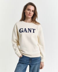 sweatshirt met grafische print en ronde hals - crème