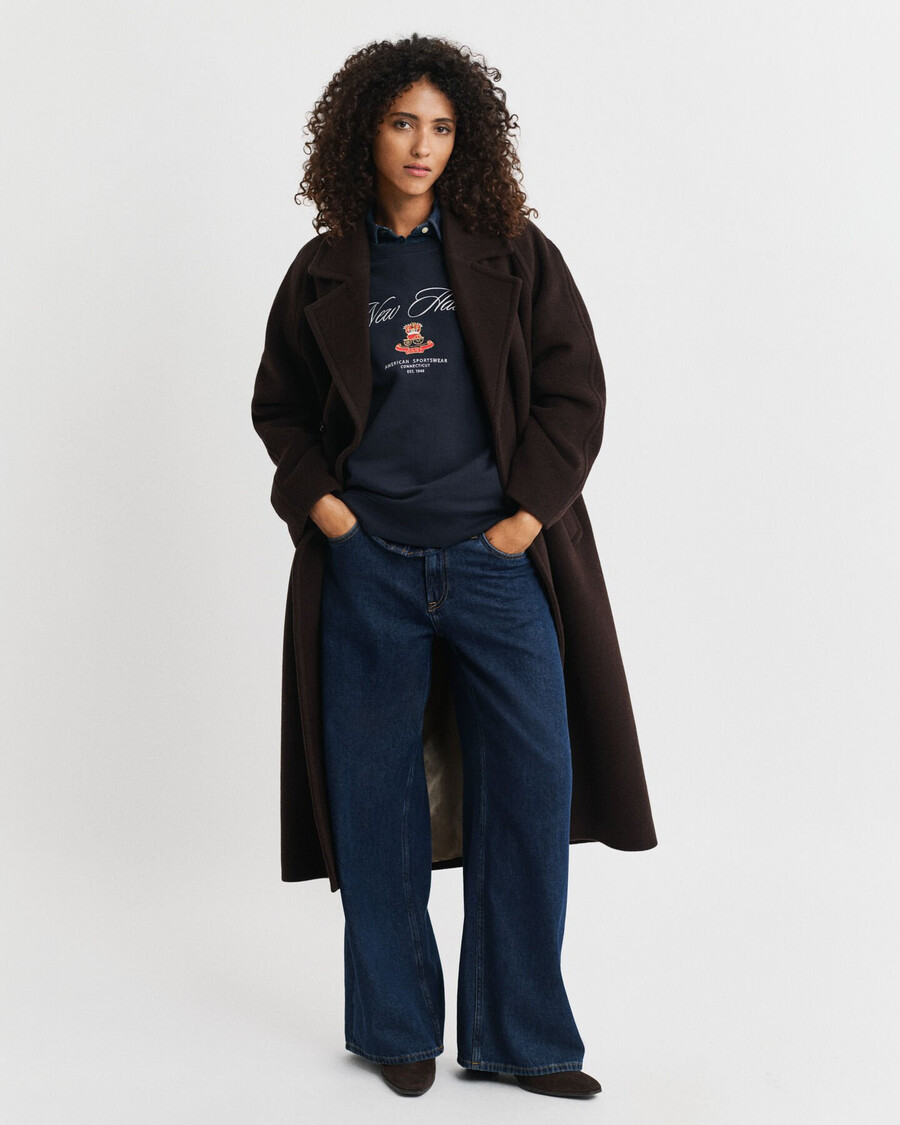 crest graphic crew neck sweatshirt - evening blue