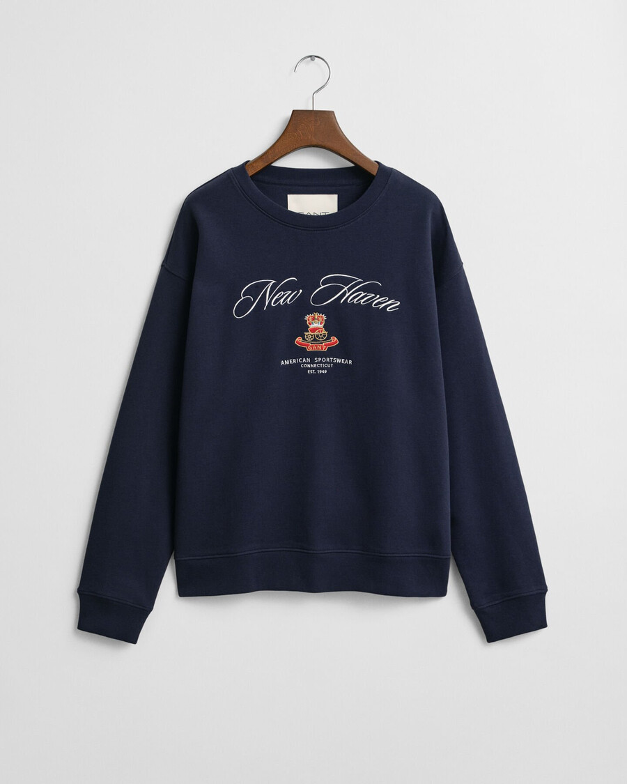 crest graphic crew neck sweatshirt - evening blue