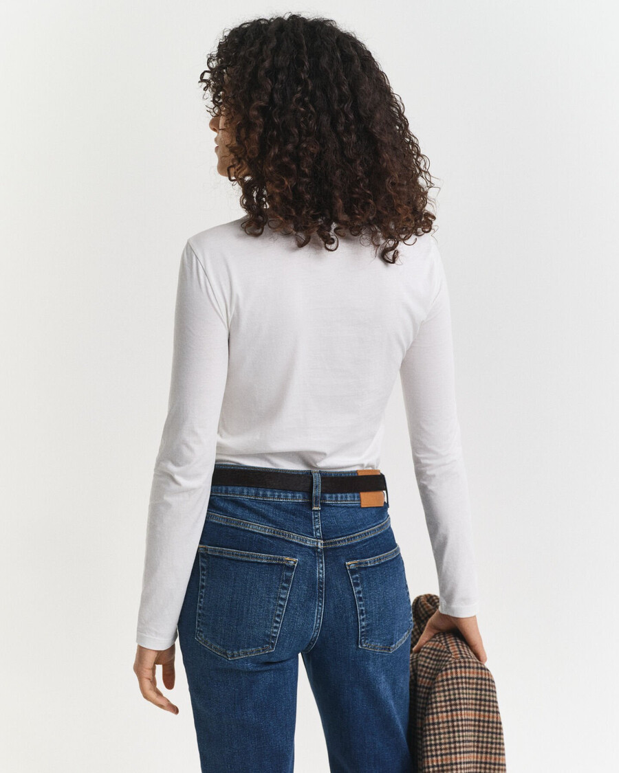 licht katoenen t-shirt met lange mouwen - wit