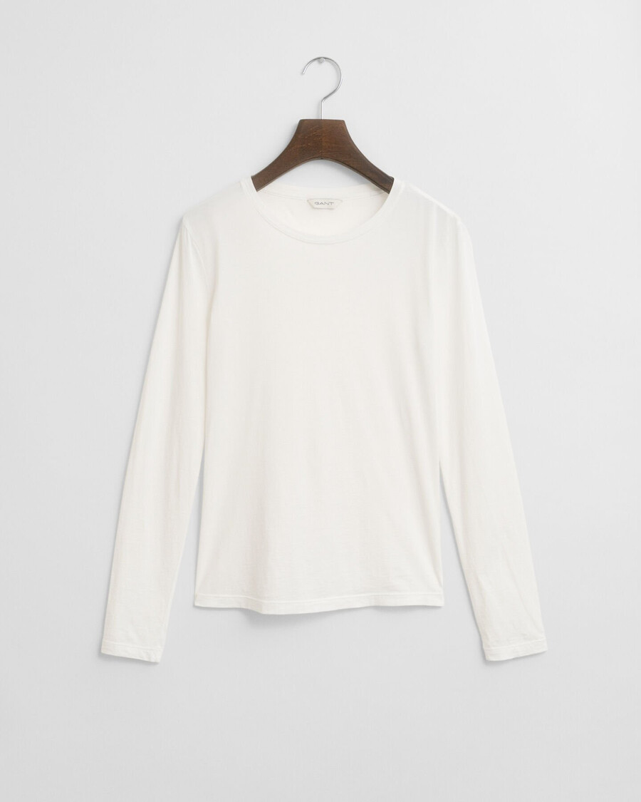 licht katoenen t-shirt met lange mouwen - wit