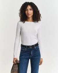 licht katoenen t-shirt met lange mouwen - wit