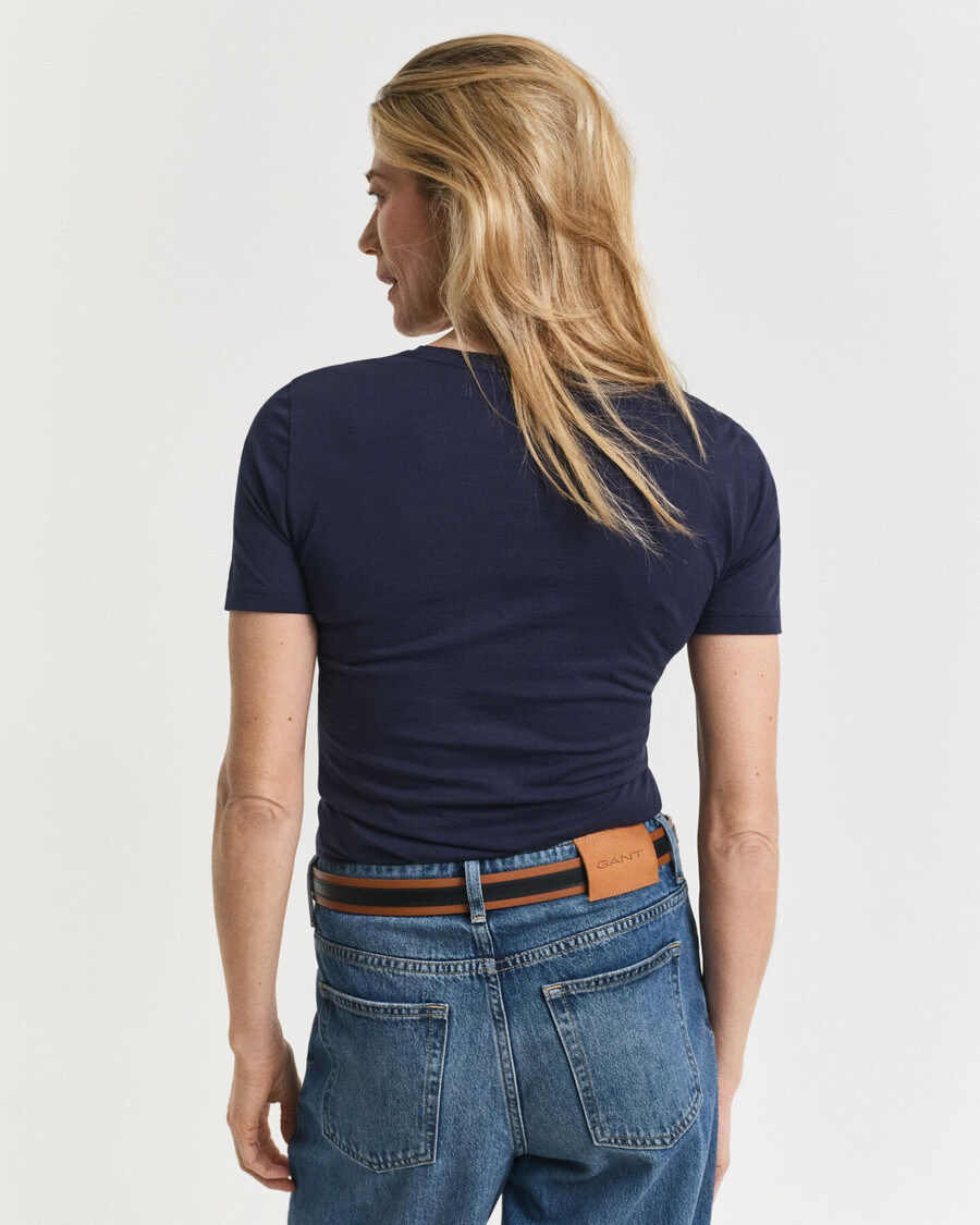 licht katoenen t-shirt - avondblauw