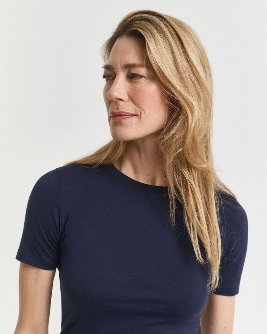 licht katoenen t-shirt - avondblauw