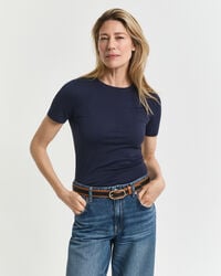 licht katoenen t-shirt - avondblauw