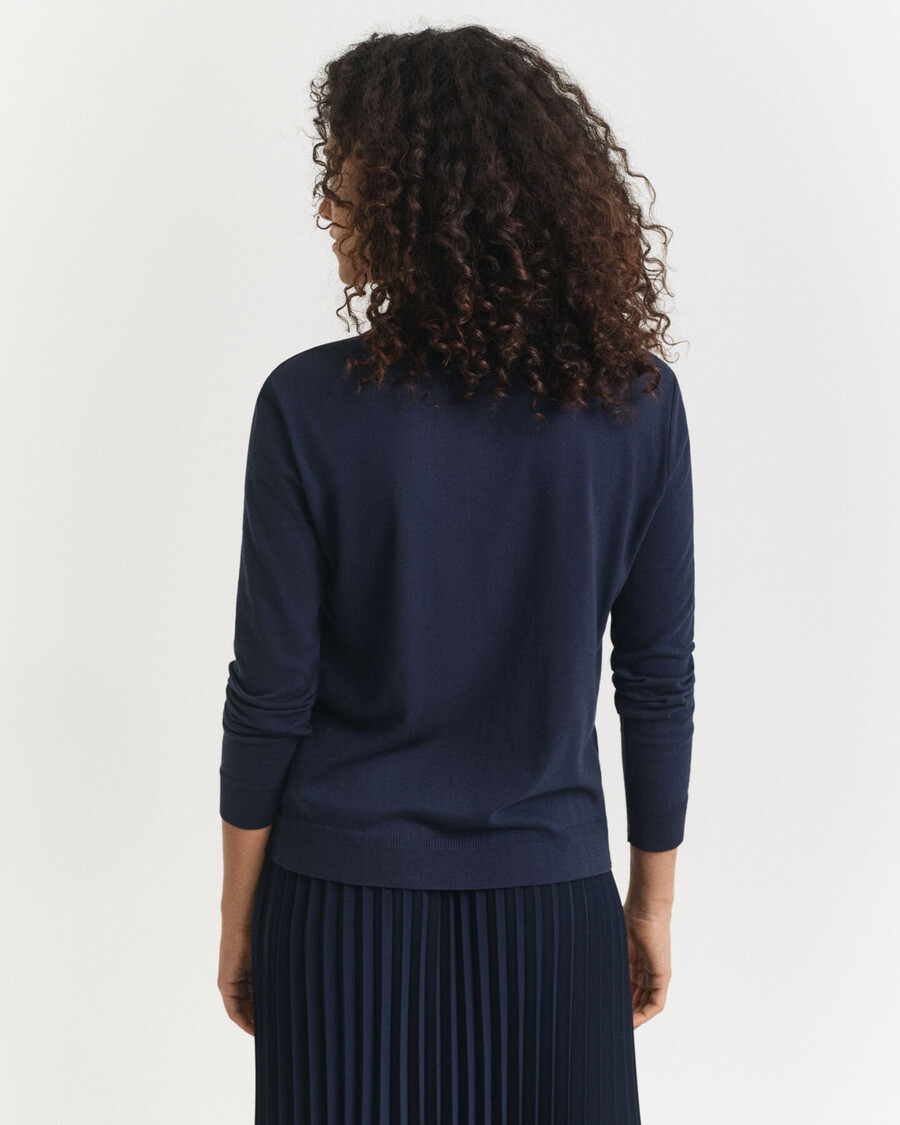 naadloos poloshirt met lange mouwen en knoopsluiting - avondblauw