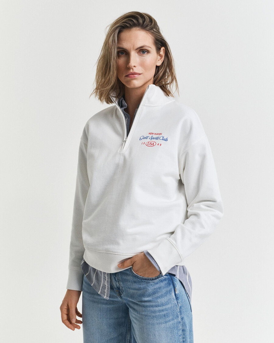 grafische halfrits sweater - eggshell