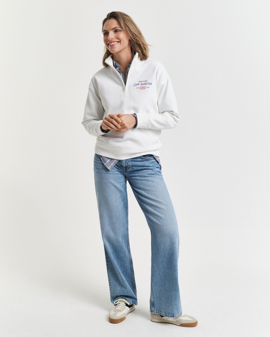 grafische halfrits sweater - eggshell