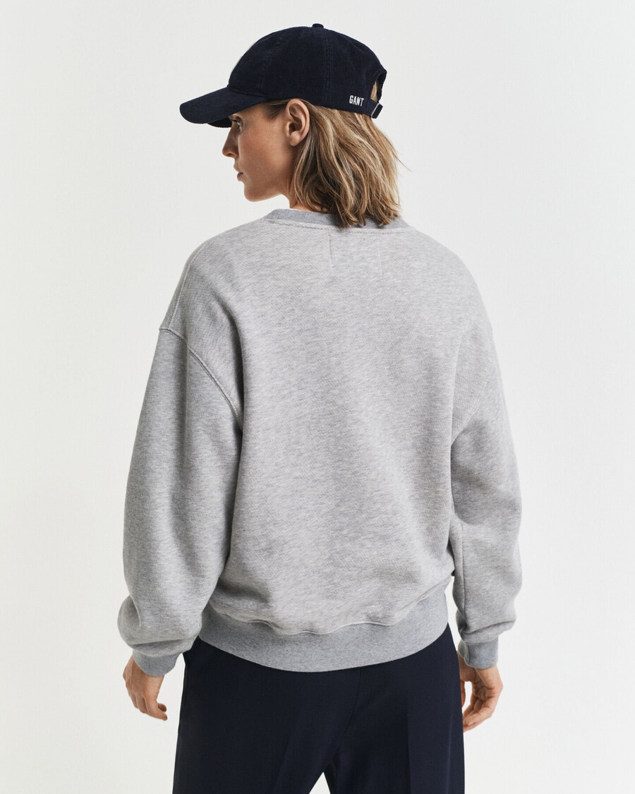 sweatshirt met grafische print en ronde hals - lichtgrijs gemêleerd