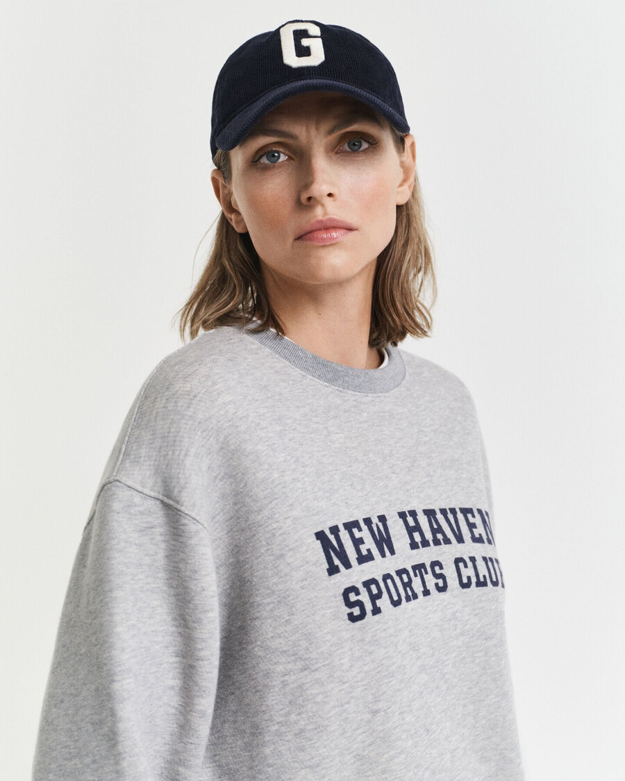 sweatshirt met grafische print en ronde hals - lichtgrijs gemêleerd