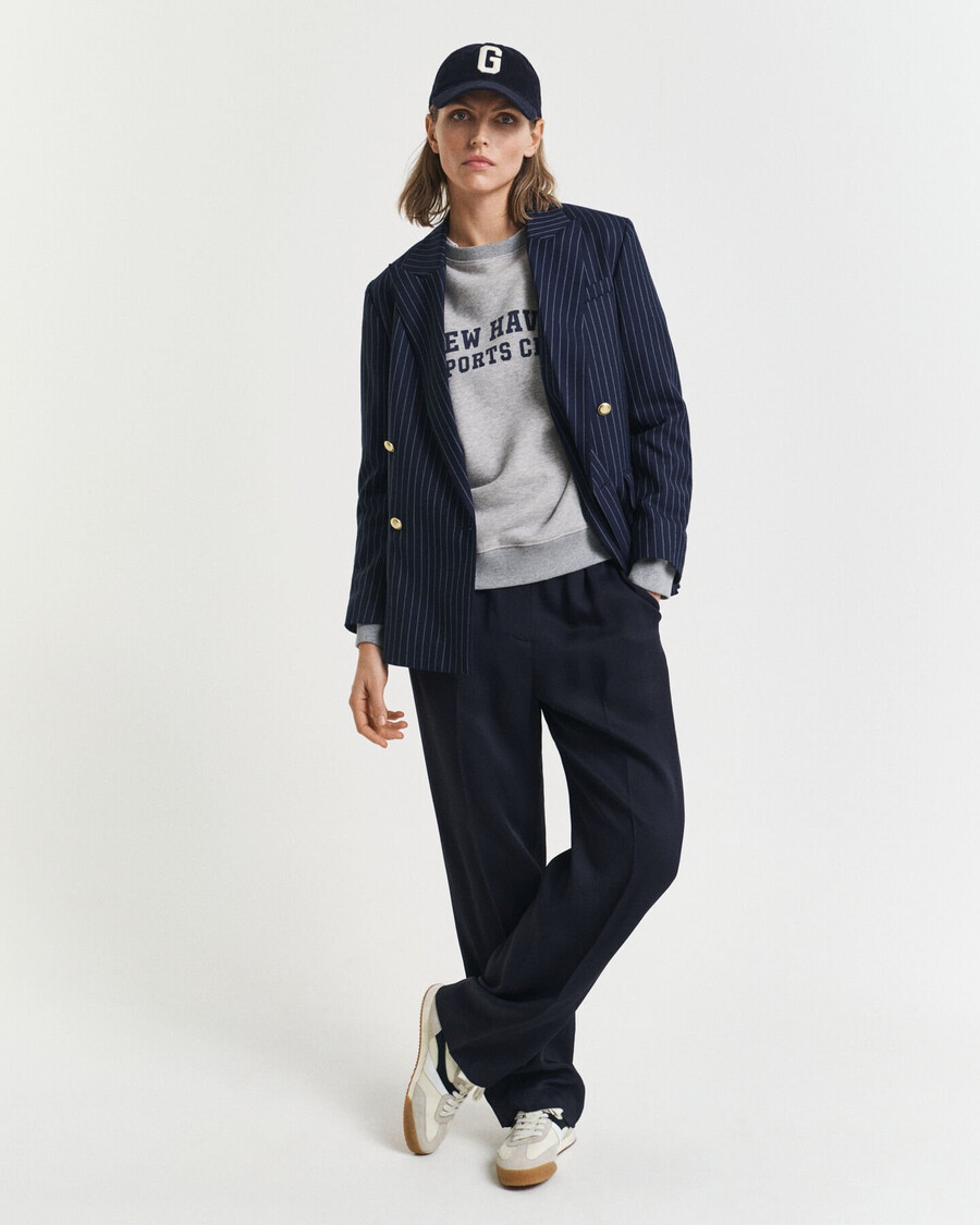 sweatshirt met grafische print en ronde hals - lichtgrijs gemêleerd