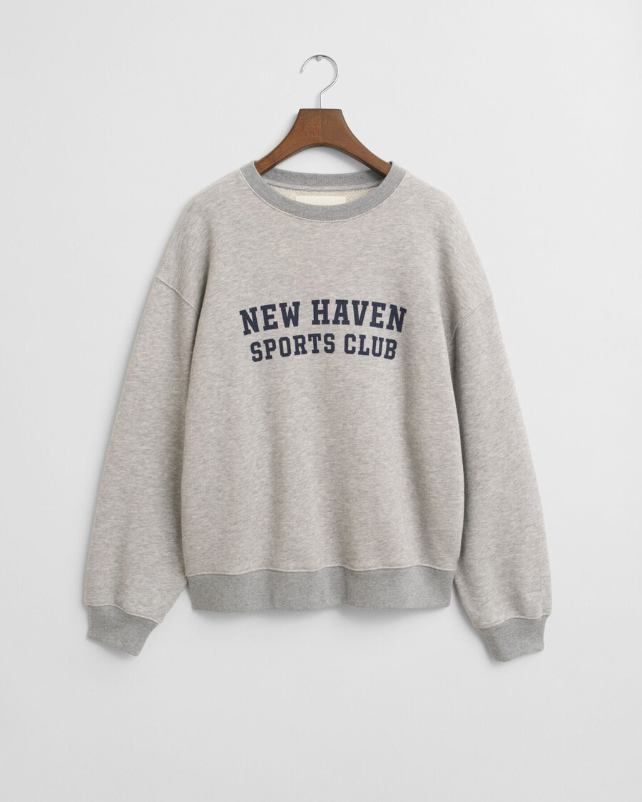 sweatshirt met grafische print en ronde hals - lichtgrijs gemêleerd