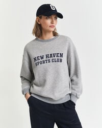 sweatshirt met grafische print en ronde hals - lichtgrijs gemêleerd