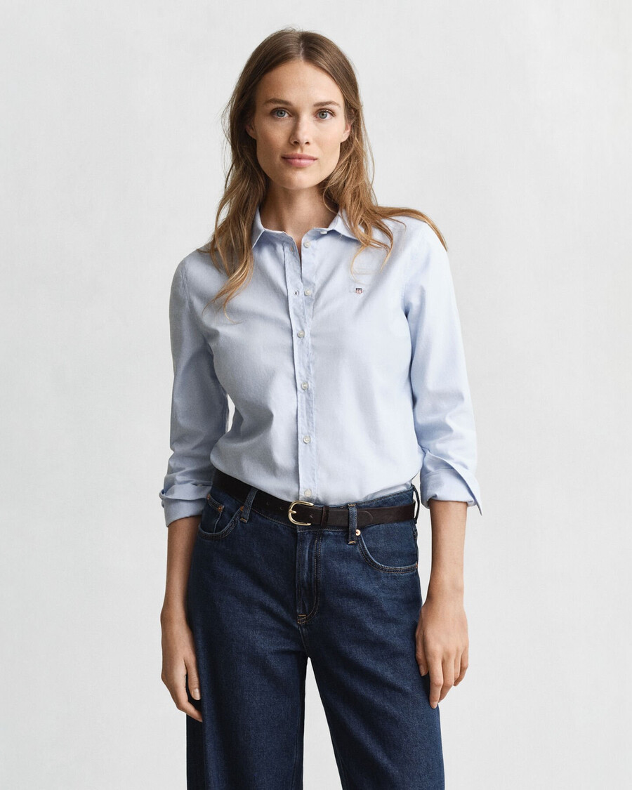 slim fit oxford stretch shirt - lichtblauw