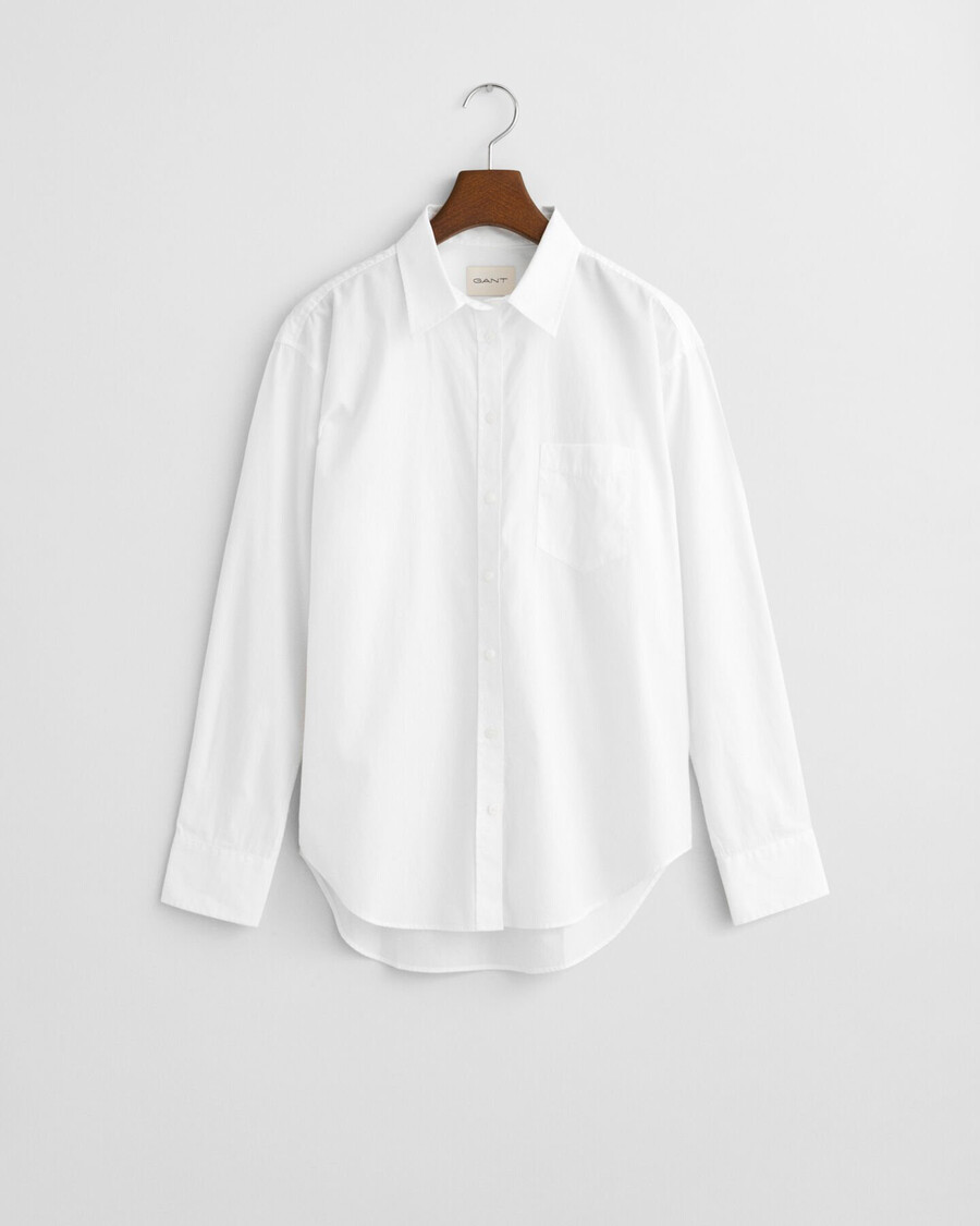 klassiek poplin overhemd met relaxte pasvorm - wit