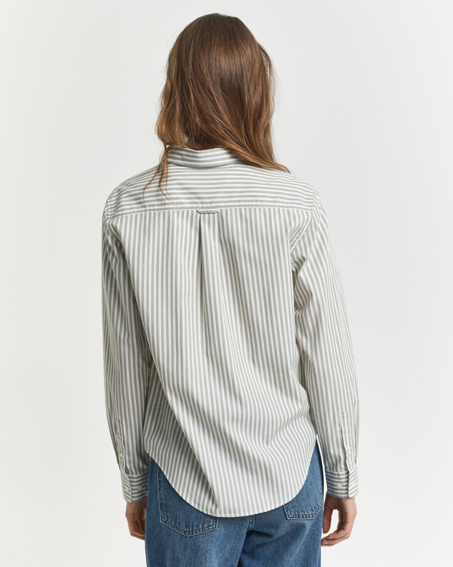 regular fit klassiek gestreept poplin overhemd - vervaagd saliegroen