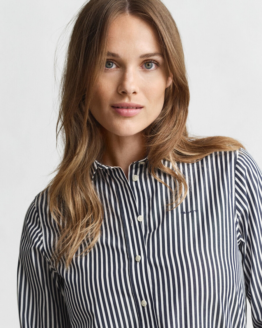 klassiek gestreept poplin overhemd met normale pasvorm - klassiek blauw