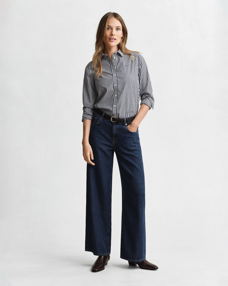 klassiek gestreept poplin overhemd met normale pasvorm - klassiek blauw