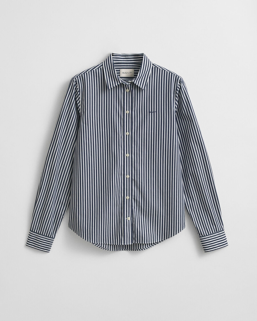 klassiek gestreept poplin overhemd met normale pasvorm - klassiek blauw