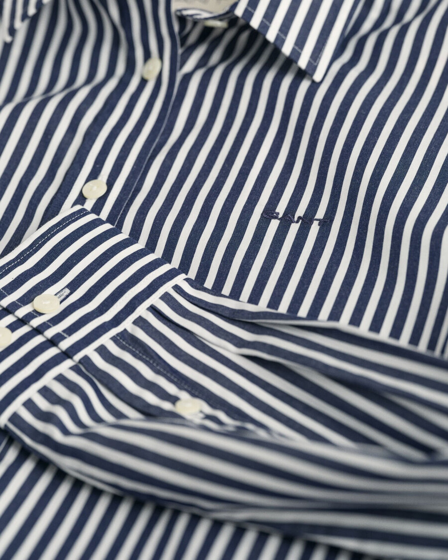 klassiek gestreept poplin overhemd met normale pasvorm - klassiek blauw