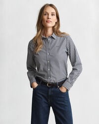 klassiek gestreept poplin overhemd met normale pasvorm - klassiek blauw