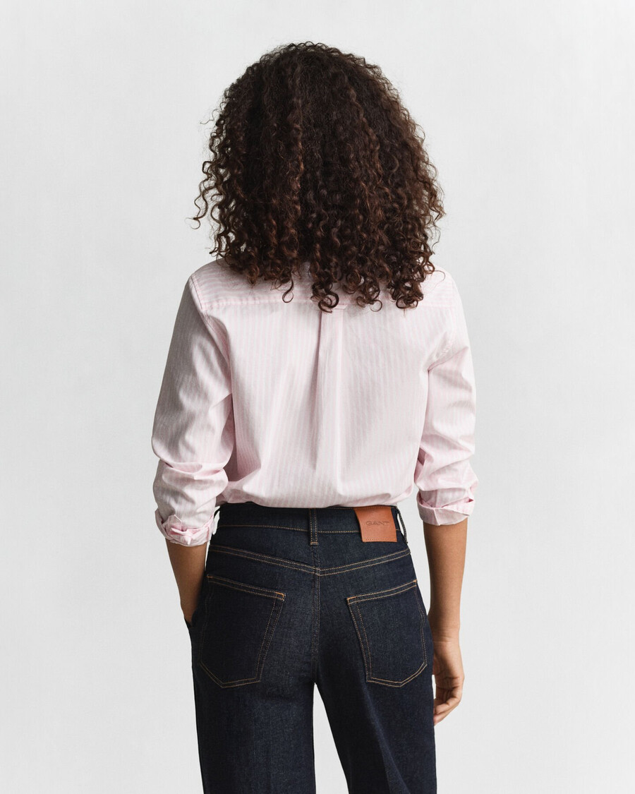 regular fit klassiek gestreept poplin overhemd - lichtroze