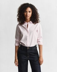 regular fit klassiek gestreept poplin overhemd - lichtroze