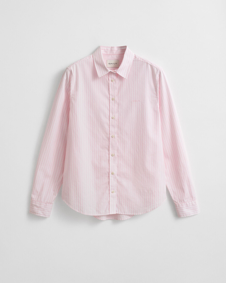 regular fit klassiek gestreept poplin overhemd - lichtroze