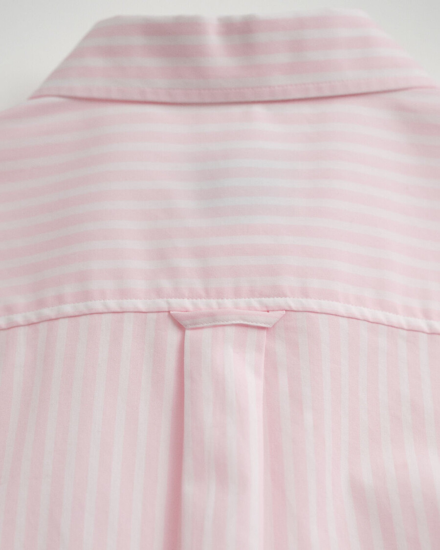 regular fit klassiek gestreept poplin overhemd - lichtroze