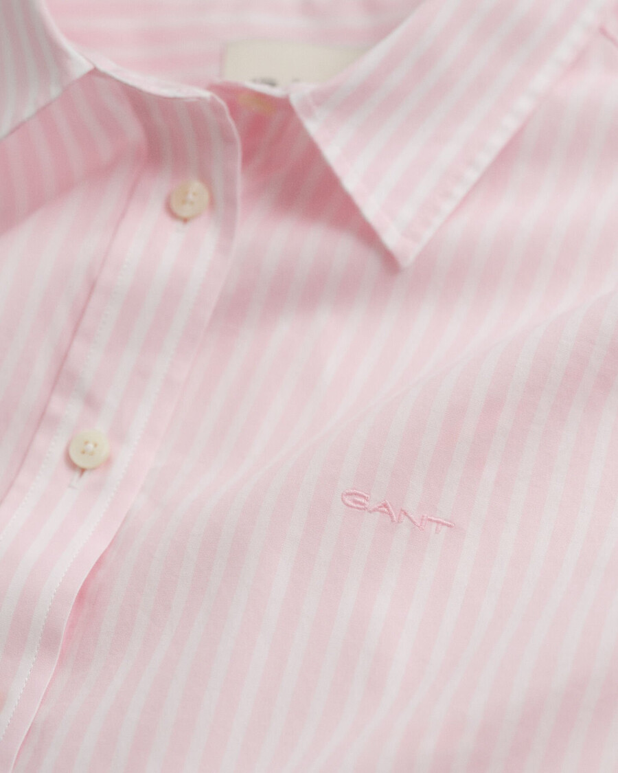 regular fit klassiek gestreept poplin overhemd - lichtroze