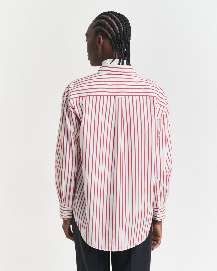 relaxed fit klassiek gestreept poplin overhemd - modern roestbruin