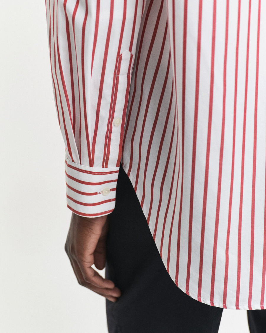relaxed fit klassiek gestreept poplin overhemd - modern roestbruin