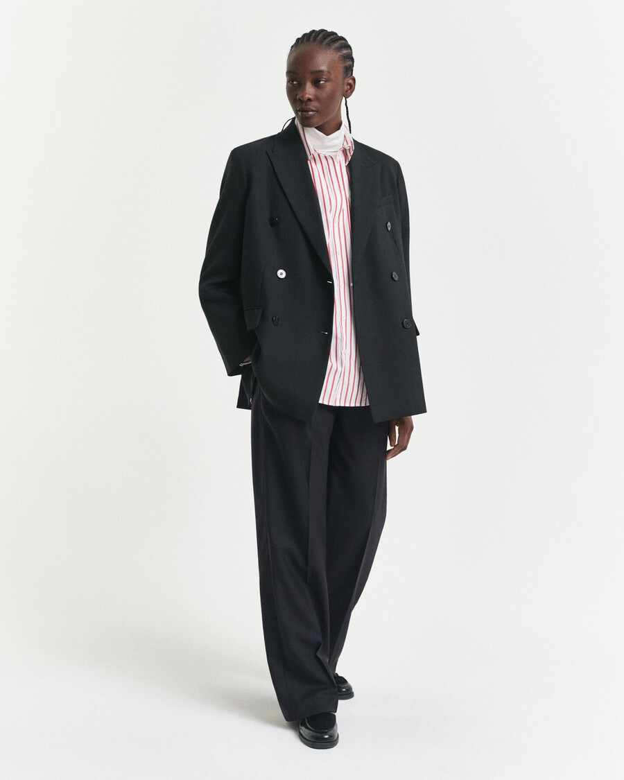 relaxed fit klassiek gestreept poplin overhemd - modern roestbruin