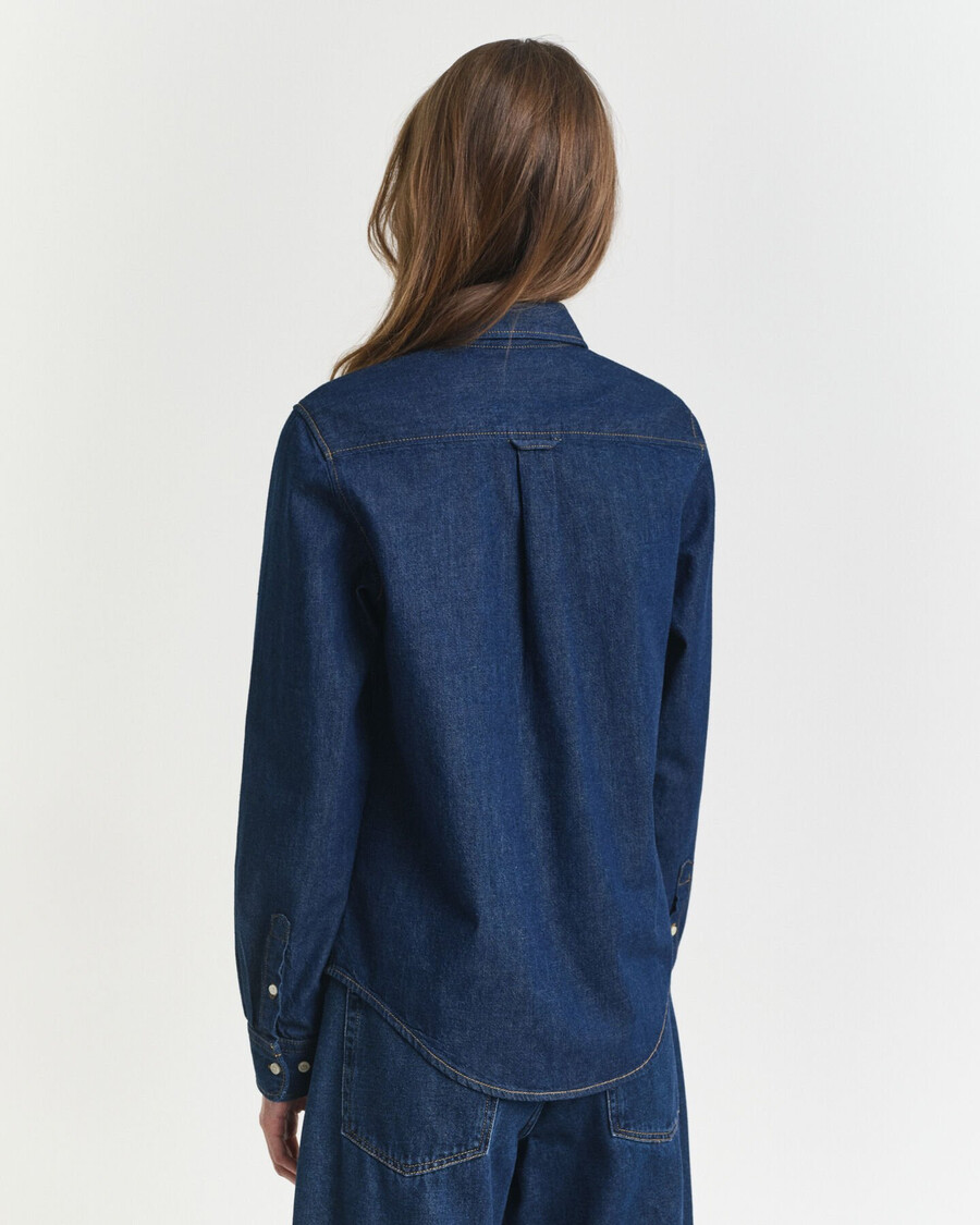 normaal passende denim overhemd - donkerblauw