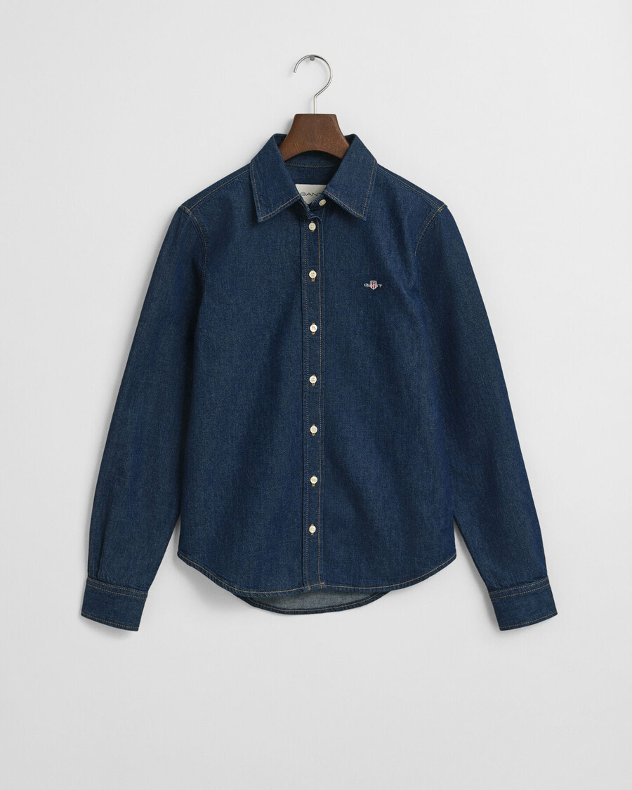 normaal passende denim overhemd - donkerblauw