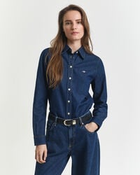 normaal passende denim overhemd - donkerblauw