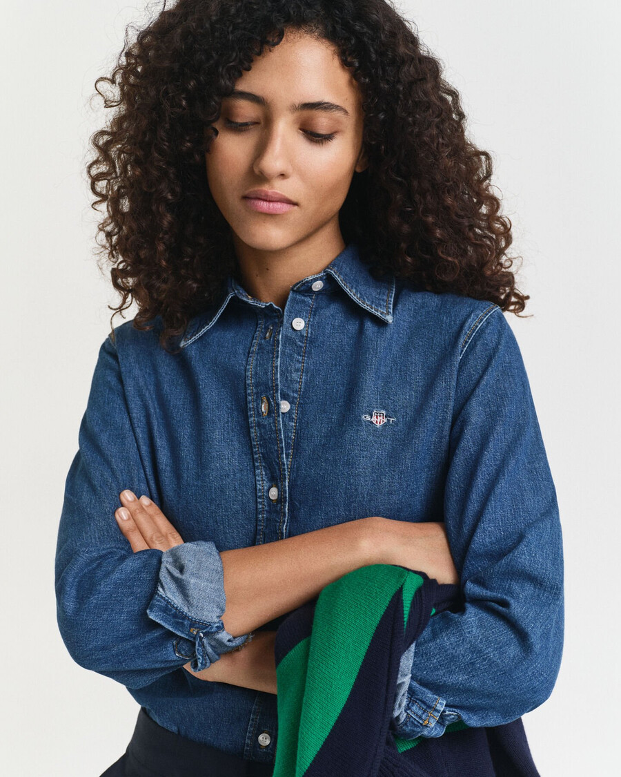 normale pasvorm denim overhemd - indigo