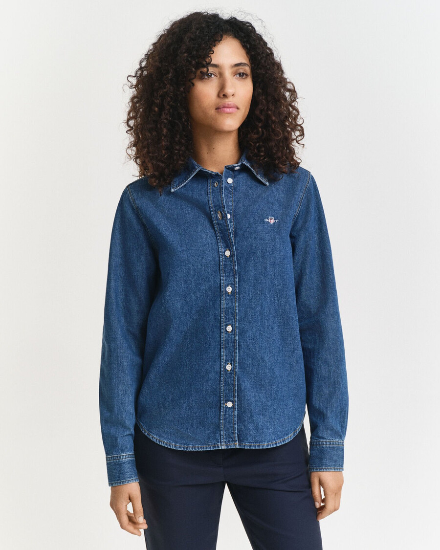normale pasvorm denim overhemd - indigo