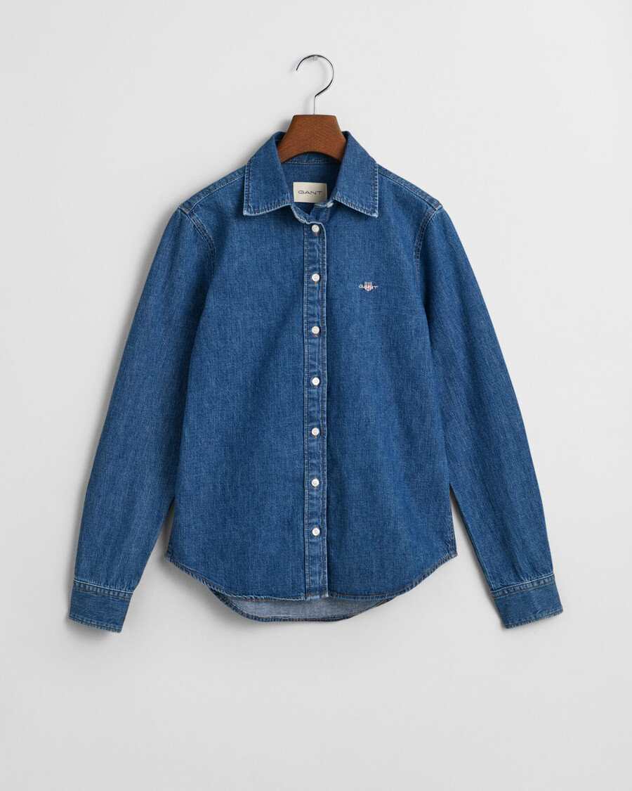 normale pasvorm denim overhemd - indigo