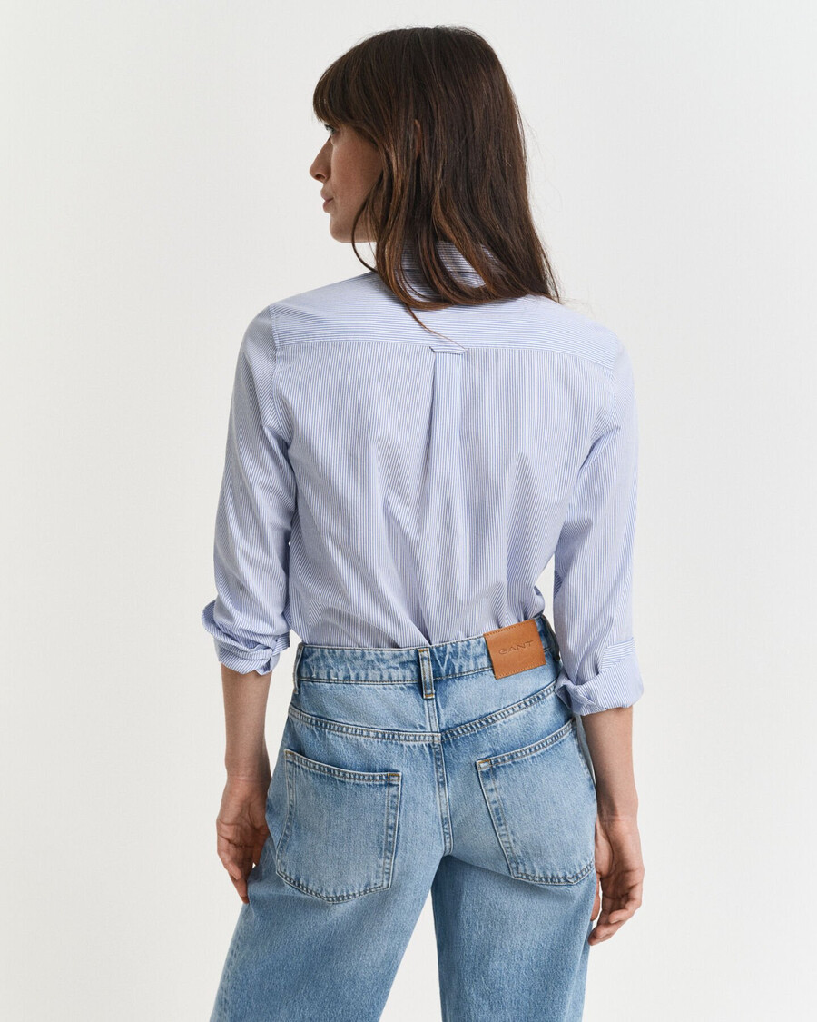 klassiek gestreept poplin overhemd met normale pasvorm - perfect blauw